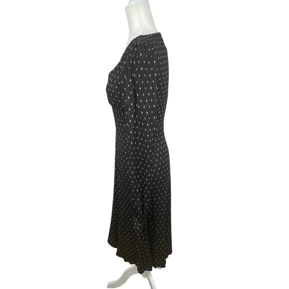 Vintage Betsey Johnson Polka Dot Fit & Flare Midi Dress Retro Pinup Brown Size 4 - Picture 6 of 15